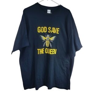 God Save The Queen Shirt Sz 2XL Womens Gildan Black Short Sleeve New Queen Bee